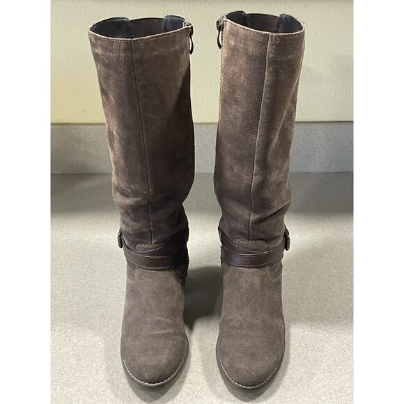 Bjorndal PIPER -Autumn Brown Suede Leather Calf High Riding Boots Women’s Sz 8.5 - Picture 2 of 11